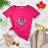 Eco-friendly pink Canada T-shirt with accessories
