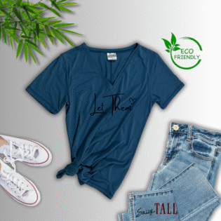 Eco-friendly blue T-shirt with 'Let Them' print.