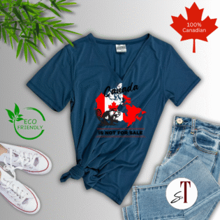 Eco-friendly Canadian pride t-shirt design with jeans.